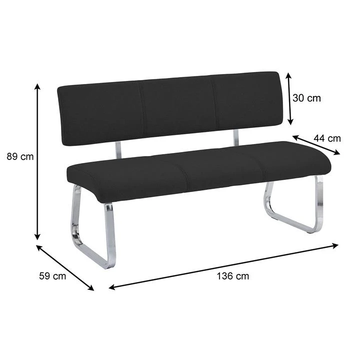 Esszimmerbank VILAS Stoffbezug In Schwarz 8 Esszimmerbank VILAS Stoffbezug In Schwarz – Bild 6