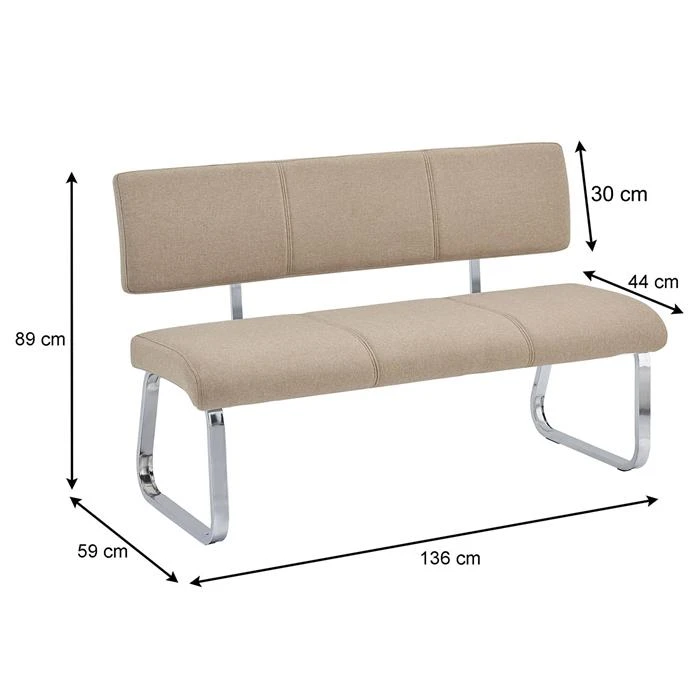 Esszimmerbank VILAS Stoffbezug In Beige 8 Esszimmerbank VILAS Stoffbezug In Beige – Bild 6