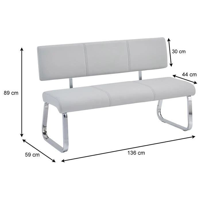 Esszimmerbank VILAS Kunstlederbezug In Hellgrau 8 Esszimmerbank VILAS Kunstlederbezug In Hellgrau – Bild 6