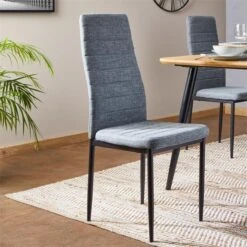 Esszimmerstuhl NATHALIE Im 4er Set In Grau Mit Stoffbezug -Möbelhaus 12556 A0 1N