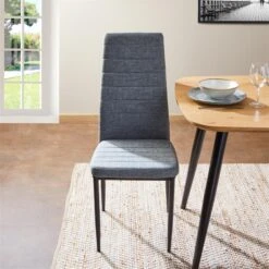 Esszimmerstuhl NATHALIE Im 4er Set In Grau Mit Stoffbezug -Möbelhaus 12556 A0 3N