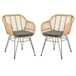 Gartenstuhl PARAMO Aus Polyrattan Mit Sitzkissen Im 2er Set