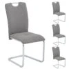 4er Set Schwingstuhl ELEONORA, Stoff Grau -Möbelhaus 12837 0