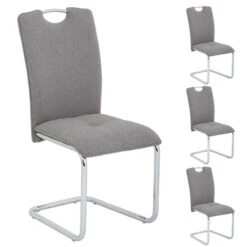 4er Set Schwingstuhl ELEONORA, Stoff Grau