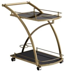 Servierwagen EVO In Gold Mit Schwarzem Glas -Möbelhaus 13807 2