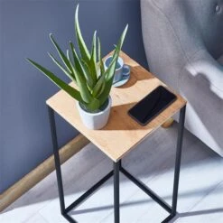 Blumenständer FLORA Aus Metall Tischplatte In Wildeiche -Möbelhaus 13857 AC2