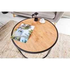 Couchtisch VASTO Rund In Schwarz Und Wildeiche -Möbelhaus 13907 A2