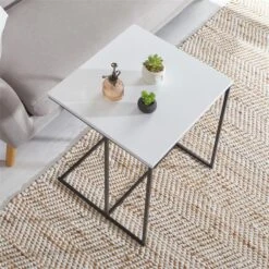 Beistelltisch VITORIO Rechteckig In Weiß/schwarz -Möbelhaus 13958 AC3