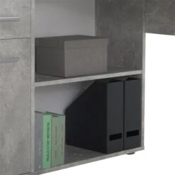 Eckschreibtisch CARMEN Mit Regalteil, Betonoptik -Möbelhaus 14705 5 N2 1