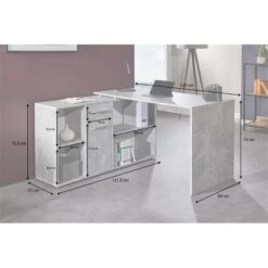 Eckschreibtisch CARMEN Mit Regalteil, Betonoptik -Möbelhaus 14705 A10