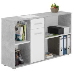 Eckschreibtisch DIEGO Mit Regal In Betonoptik/weiß -Möbelhaus 14712 4 N1