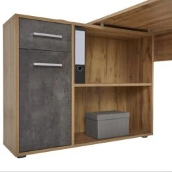 Eckschreibtisch ISOTTA Mit Regal In Wildeiche/Beton Dunkel -Möbelhaus 14715 4 N