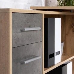 Eckschreibtisch ISOTTA Mit Regal In Wildeiche/Beton Dunkel -Möbelhaus 14715 A5 N1