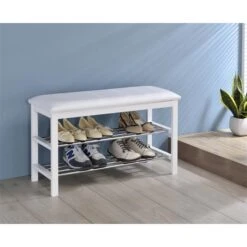 Sitzbank SANA Mit Schuhregal In Weiß 7 Sitzbank SANA Mit Schuhregal In Weiß -Möbelhaus 18251 1