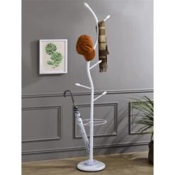 Kleiderständer TRIANA Mit 6 Kleiderhaken Und Schirmständer, Weiß -Möbelhaus 18458 1