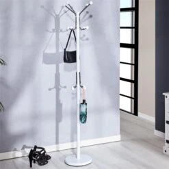 Kleiderständer ROZANA Mit 12 Kleiderhaken In Weiß Und Chrom -Möbelhaus 18490 A0 1N