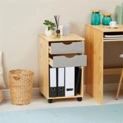 Rollcontainer KANO Mit 2 Schubladen Und 1 Ablagefach In Natur/grau -Möbelhaus 2113 AC2