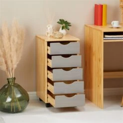 Rollcontainer LAGOS Mit 5 Schubladen In Natur/grau -Möbelhaus 2116 AC2