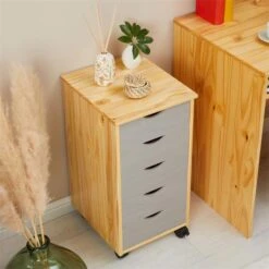 Rollcontainer LAGOS Mit 5 Schubladen In Natur/grau -Möbelhaus 2116 AC3