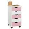 Rollcontainer LAGOS Mit 5 Schubladen In Weiß/rosa -Möbelhaus 2118 0 N