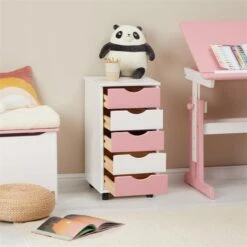 Rollcontainer LAGOS Mit 5 Schubladen In Weiß/rosa -Möbelhaus 2118 AC2