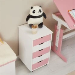 Rollcontainer LAGOS Mit 5 Schubladen In Weiß/rosa -Möbelhaus 2118 AC3