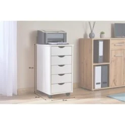 Rollcontainer LAGOS Mit 5 Schubladen In Weiß -Möbelhaus 2119 A9