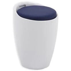Badhocker DANIEL Mit Stauraum Weiß/blau