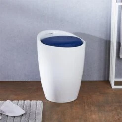 Badhocker DANIEL Mit Stauraum Weiß/blau -Möbelhaus 30213 A0 1N