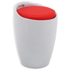 Badhocker DANIEL Mit Stauraum Weiß/rot