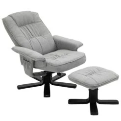 Relaxsessel CHARLY Mit Hocker Und Stoffbezug Grau/schwarz -Möbelhaus 31092 3 N1