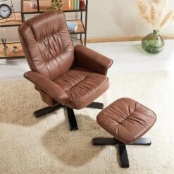 Relaxsessel CHARLY Mit Hocker Und Stoffbezug In Vintage Braun/schwarz -Möbelhaus 31093 AC3