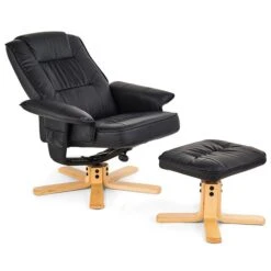Relaxsessel CHARLY Mit Hocker Und Kunstleder In Schwarz -Möbelhaus 31101 2 N1
