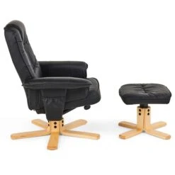 Relaxsessel CHARLY Mit Hocker Und Kunstleder In Schwarz -Möbelhaus 31101 4 N1