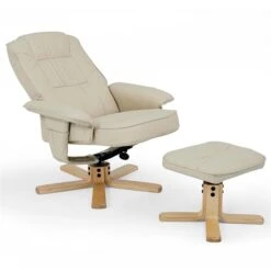 Relaxsessel CHARLY Mit Hocker Und Kunstleder In Beige -Möbelhaus 31102 2 N1