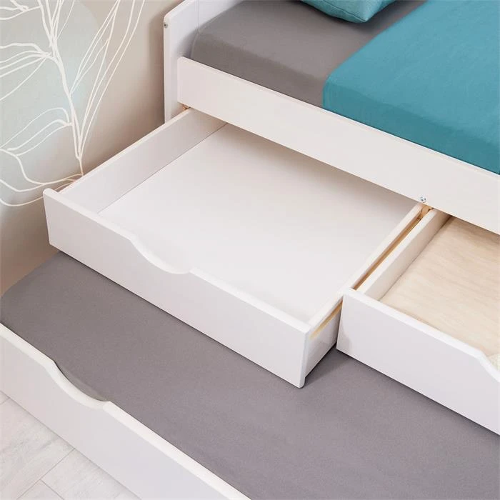 Bett Mit Stauraum JESSY 90x190 Cm, Mit Ausziehbett In Weiß 6 Bett Mit Stauraum JESSY 90x190 Cm, Mit Ausziehbett In Weiß – Bild 4