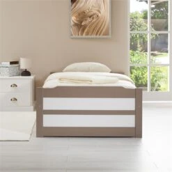 Ausziehbett LORENA 90x190 Cm, Kiefer In Taupe/weiß -Möbelhaus 5087 AC1
