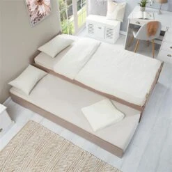 Ausziehbett LORENA 90x190 Cm, Kiefer Massiv In Taupe -Möbelhaus 5088 AC3