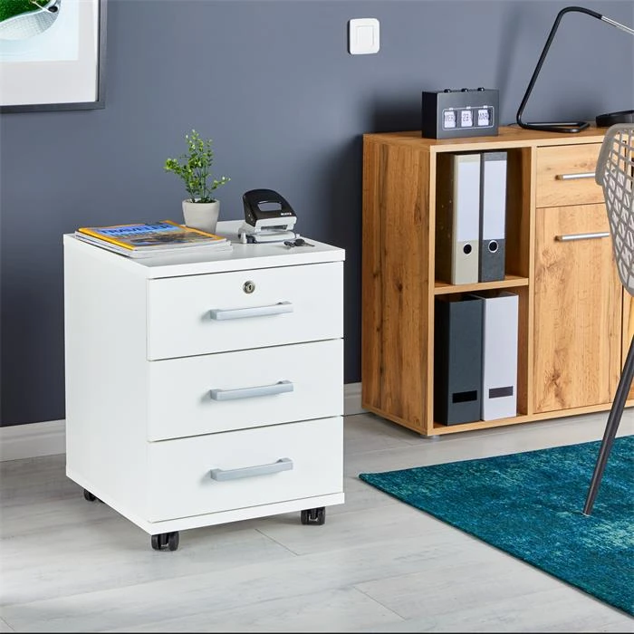 Rollcontainer VANCOUVER In Weiß Mit 3 Schubladen 4 Rollcontainer VANCOUVER In Weiß Mit 3 Schubladen – Bild 2