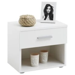Nachttisch MARY In Hochglanz Weiß Mit Schublade