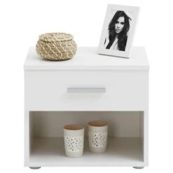 Nachttisch MARY In Hochglanz Weiß Mit Schublade -Möbelhaus 51143 2