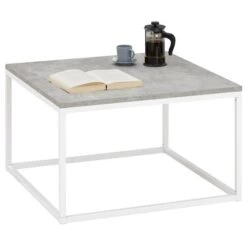 Couchtisch NOVY Mit Metallgestell, In Betonoptik/weiß