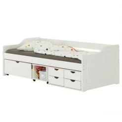 Bett Mit Stauraum SENTA 90x200 Cm, Kiefer Massiv In Weiß -Möbelhaus 5223 3