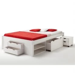 Bett Mit Stauraum SABRINA 140x200 Cm, Kiefer Massiv In Weiß 9 Bett Mit Stauraum SABRINA 140x200 Cm, Kiefer Massiv In Weiß -Möbelhaus 5301 2