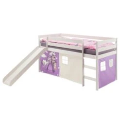 Hochbett Mit Rutsche BENNY Weiß, Vorhang Prinzessin