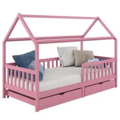 Hausbett NUNA In 90 X 200 Cm Aus Massiver Kiefer, Rosa