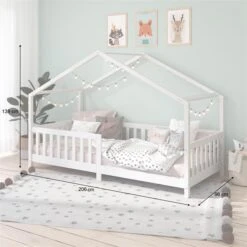 Hausbett LISAN In 90 X 200 Aus Massiver Kiefer In Weiß -Möbelhaus 71311 AC2