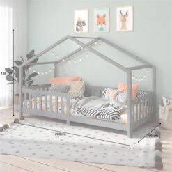 Hausbett LISAN In 90 X 200 Aus Massiver Kiefer In Grau -Möbelhaus 71312 AC2