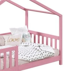 Hausbett LISAN In 90 X 200 Aus Massiver Kiefer In Rosa -Möbelhaus 71313 6