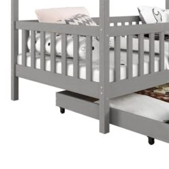 Hausbett ELEA In 90 X 200 Cm Aus Massiver Kiefer Mit Schubladen In Grau 12 Hausbett ELEA In 90 X 200 Cm Aus Massiver Kiefer Mit Schubladen In Grau -Möbelhaus 71332 4